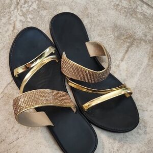 Elegant Gold and Black Women's Sandals